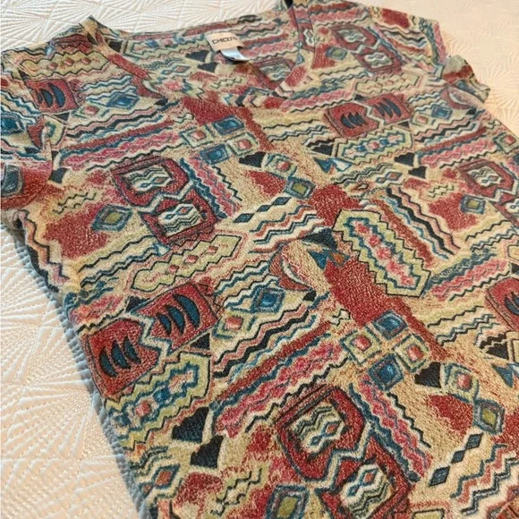Chico's Multicolor Geometric Short Sleeve Tee - Picture 2 of 5